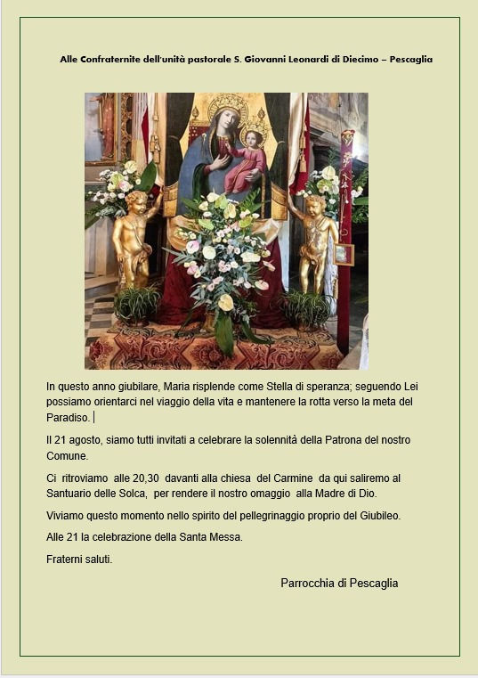 Solennità della Patrona del Comune di Pescaglia