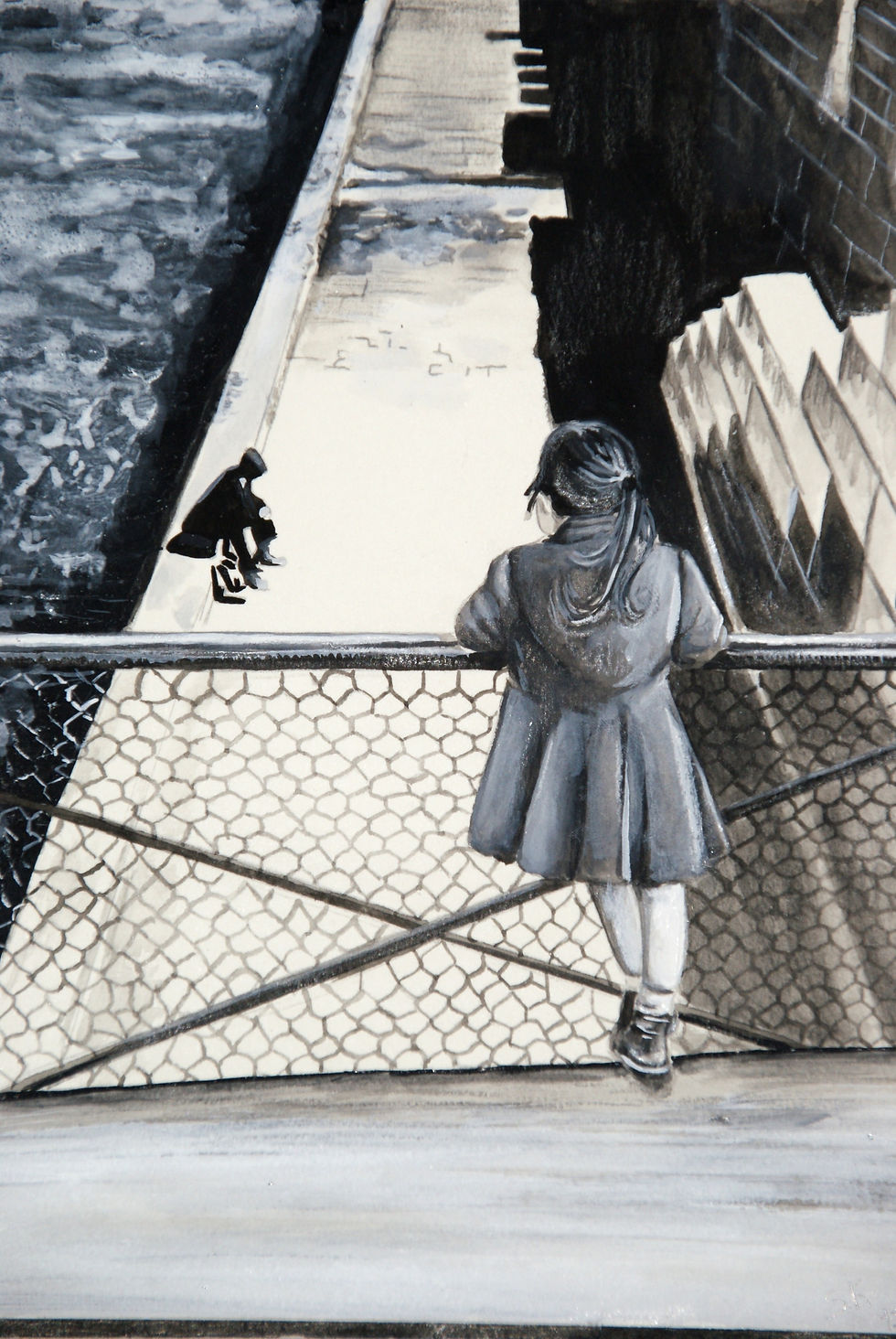 la petite fille sur le pont