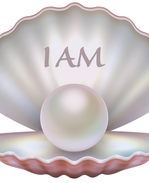 I AM Logo a pearl inside a oyster shell