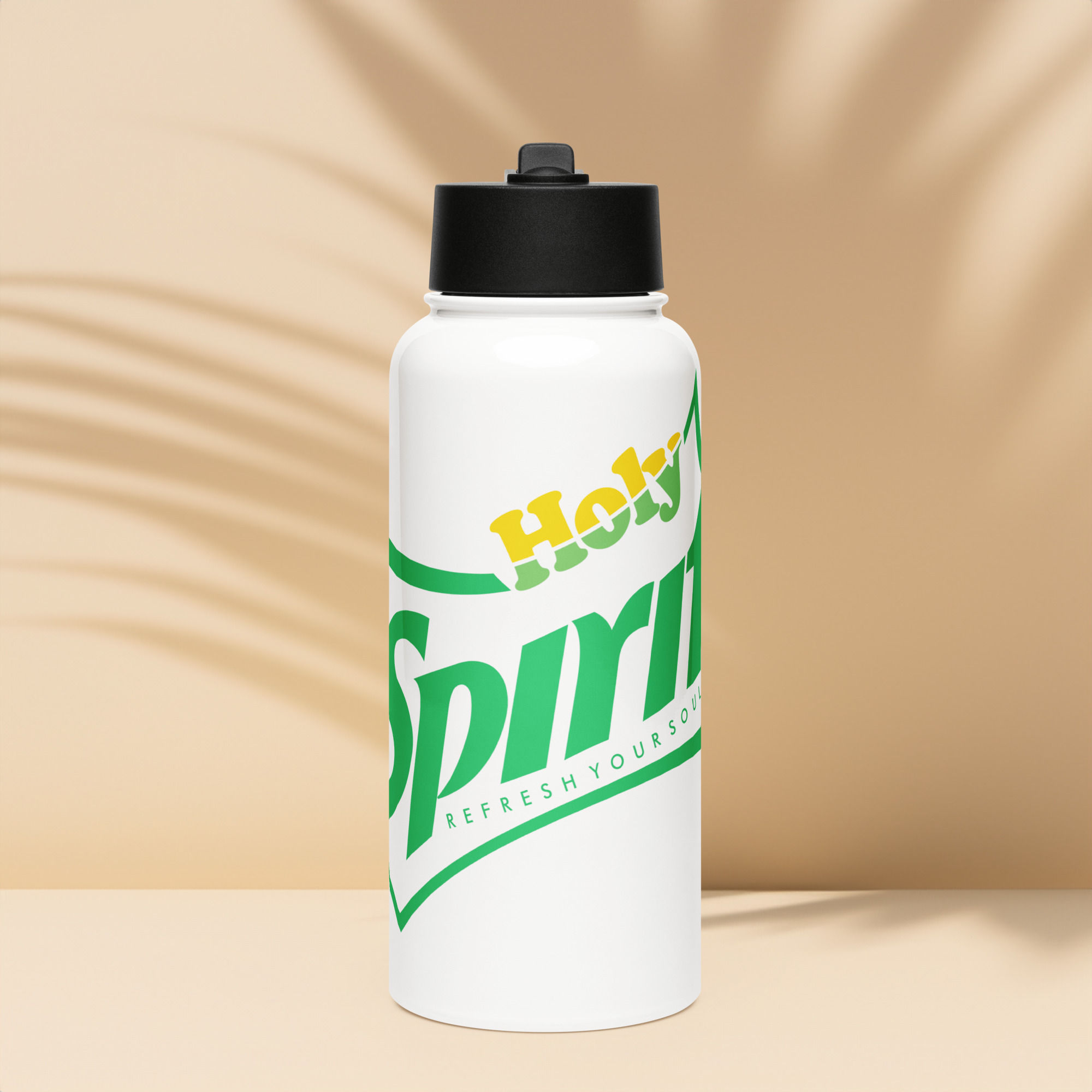 Holy Spirit Sprite Parody Stainless steel water bottle with a straw lid