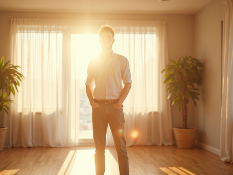 Energy radiating from a confident person in natural light