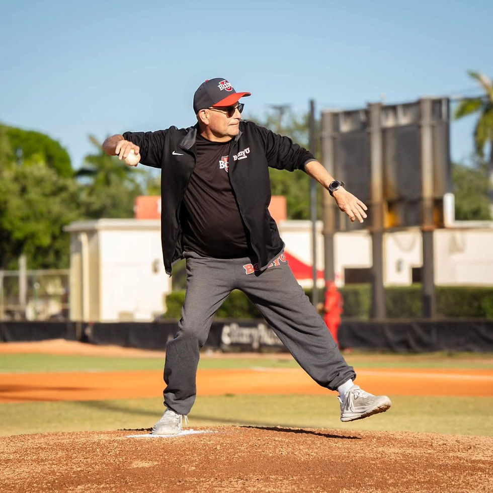 Game Day: Daniel Rosenberg throwing out the first pitch at a Barry Baseball game last spring.										Photo Courtesy: Rebecca Rosenberg