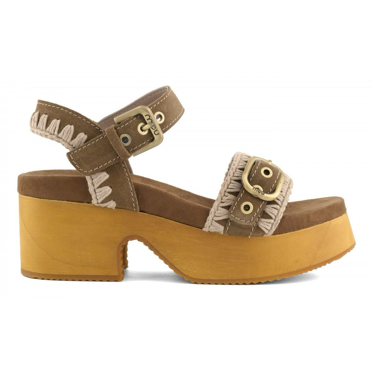 High Heel Wood Clog With Buckle