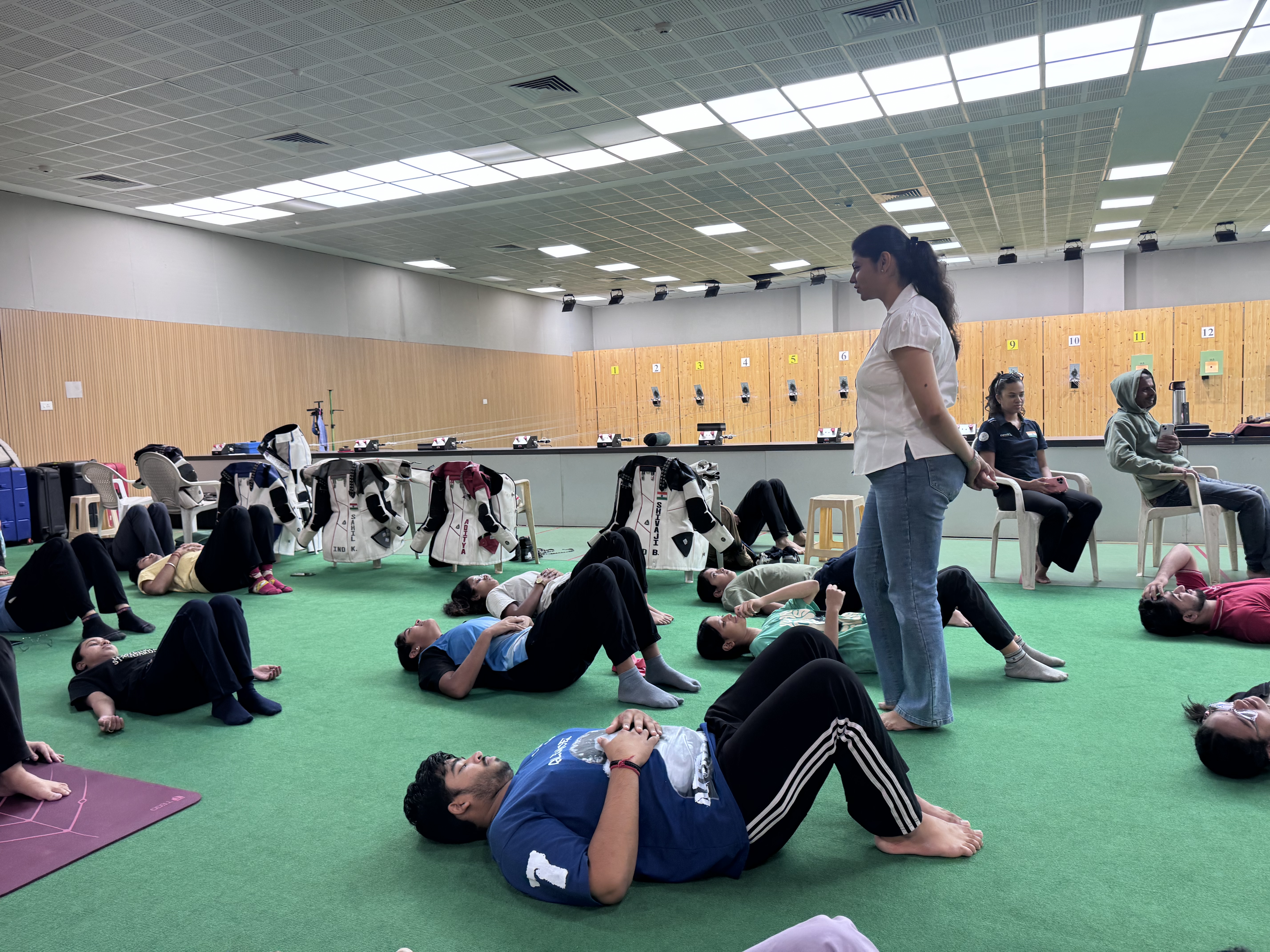 Guided stretching exercise demonstration