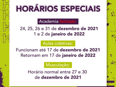 Horários especiais de fim de ano