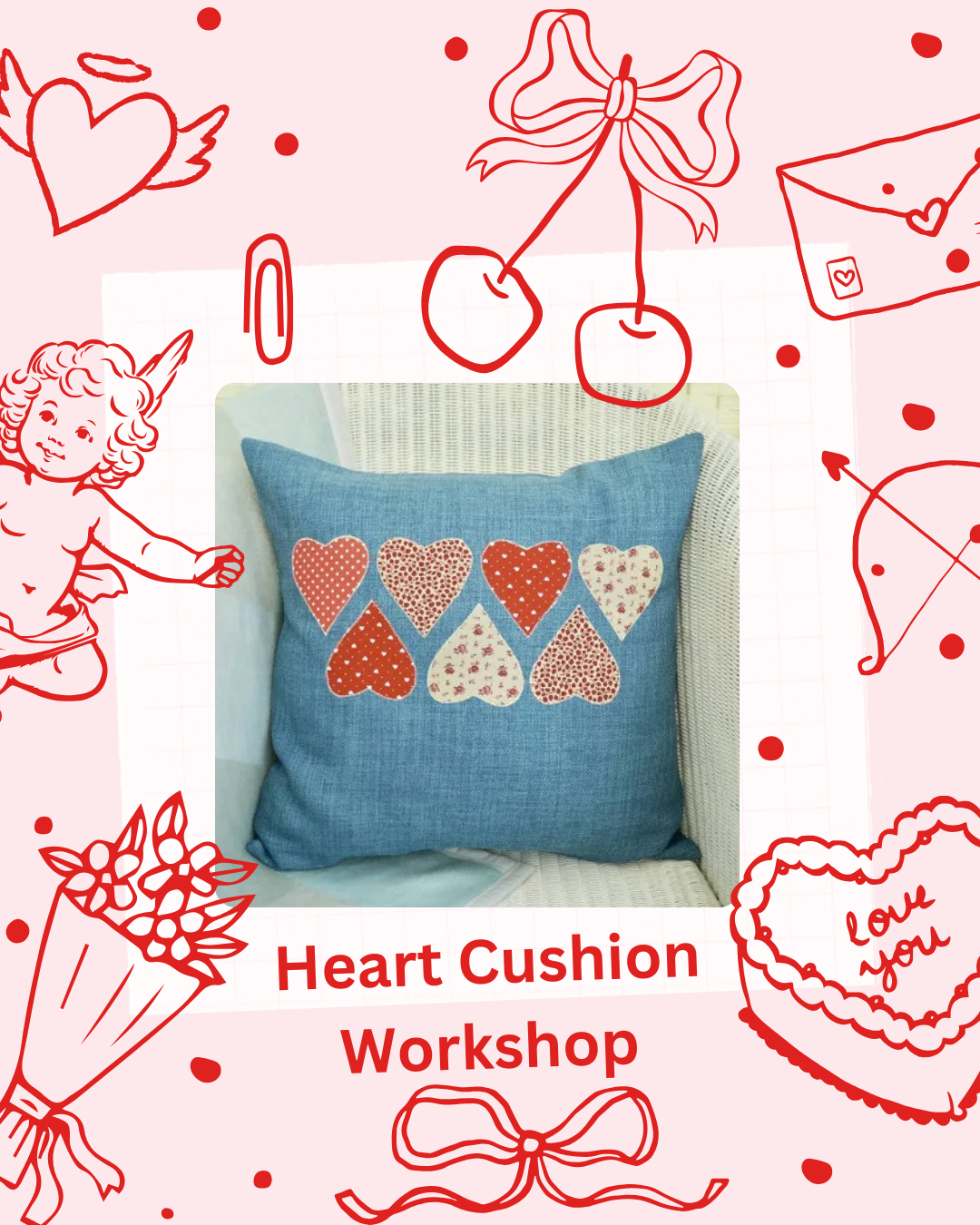 Cute Heart Cushion Beginners Sewing Workshop