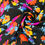 Thumbnail: Bright Multicoloured Floral Design on Black Background 100% Polyester Fabric