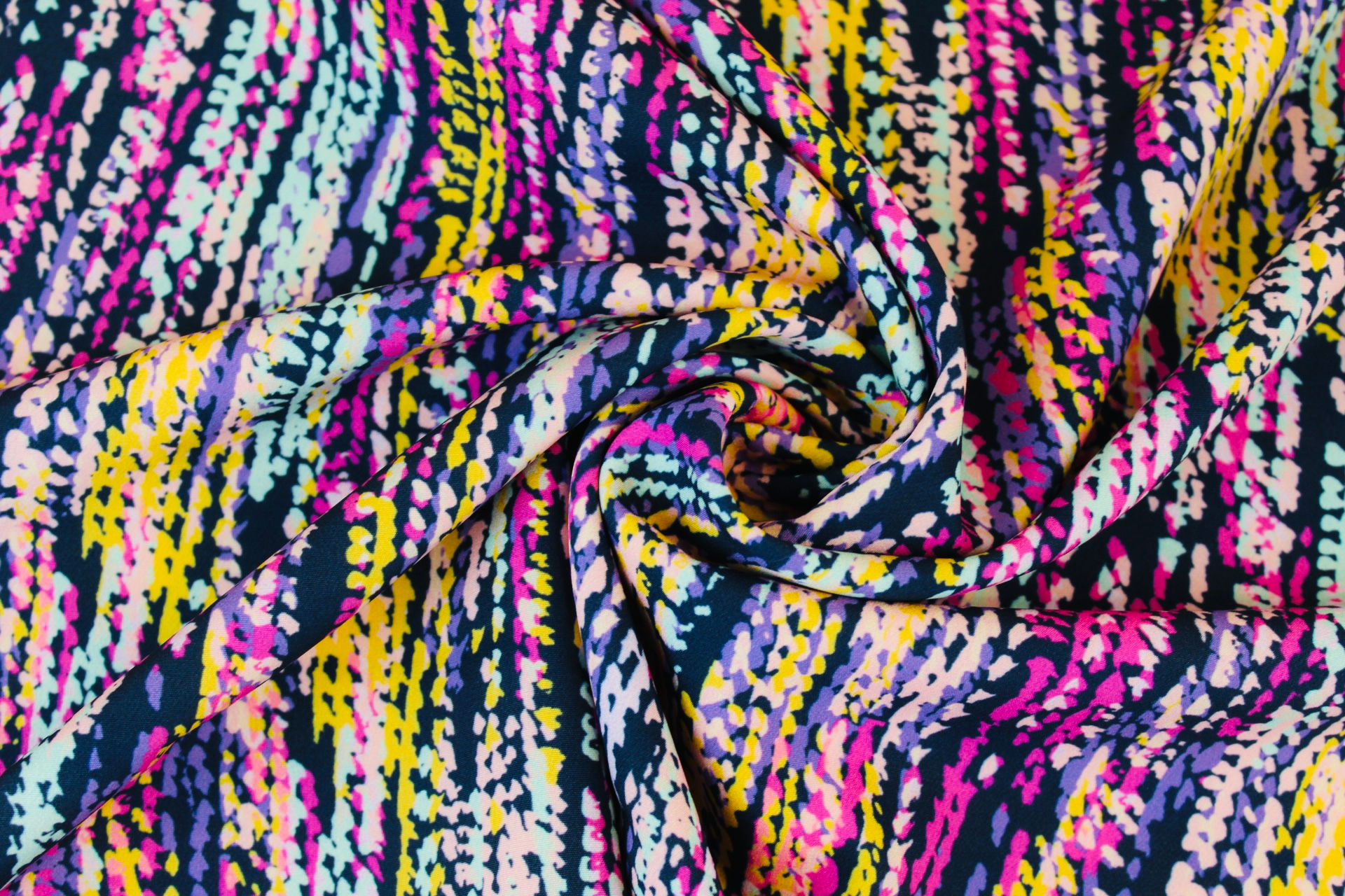 Multicoloured Speckled Petal Print Crepe de Chine