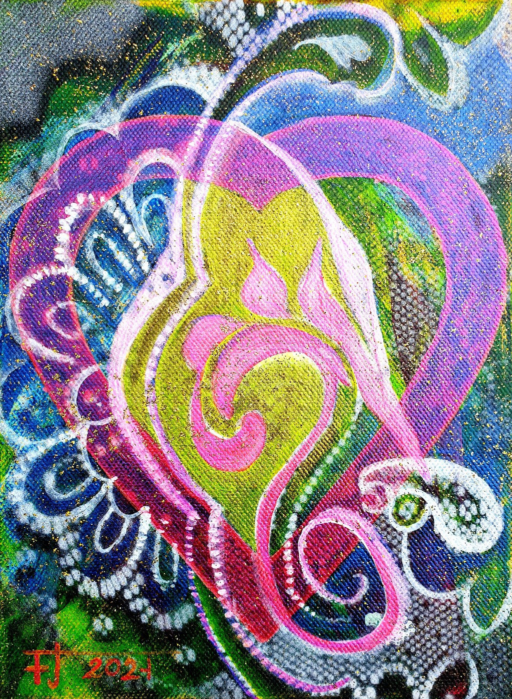 SRDCE NADĚJE 1, 2001 akryl na plátně 24 x 18 cm N2003