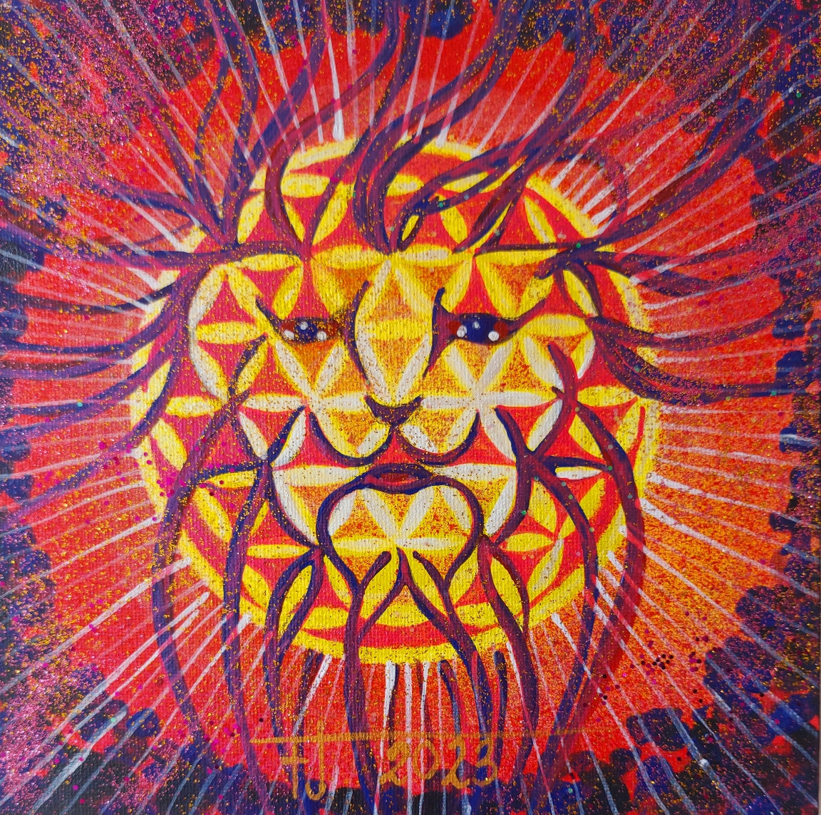 Lev 2023 akryl plátno 20 x 20 cm N2115