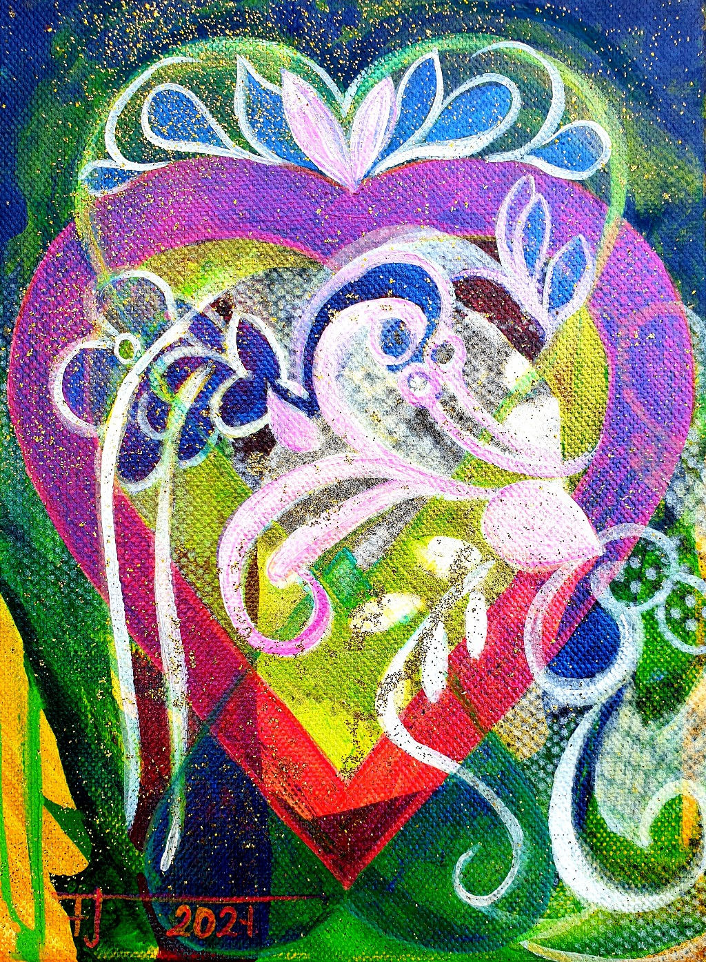 SRDCE NADĚJE 2, 2021 akryl na plátně 18 x 24 cm N2004