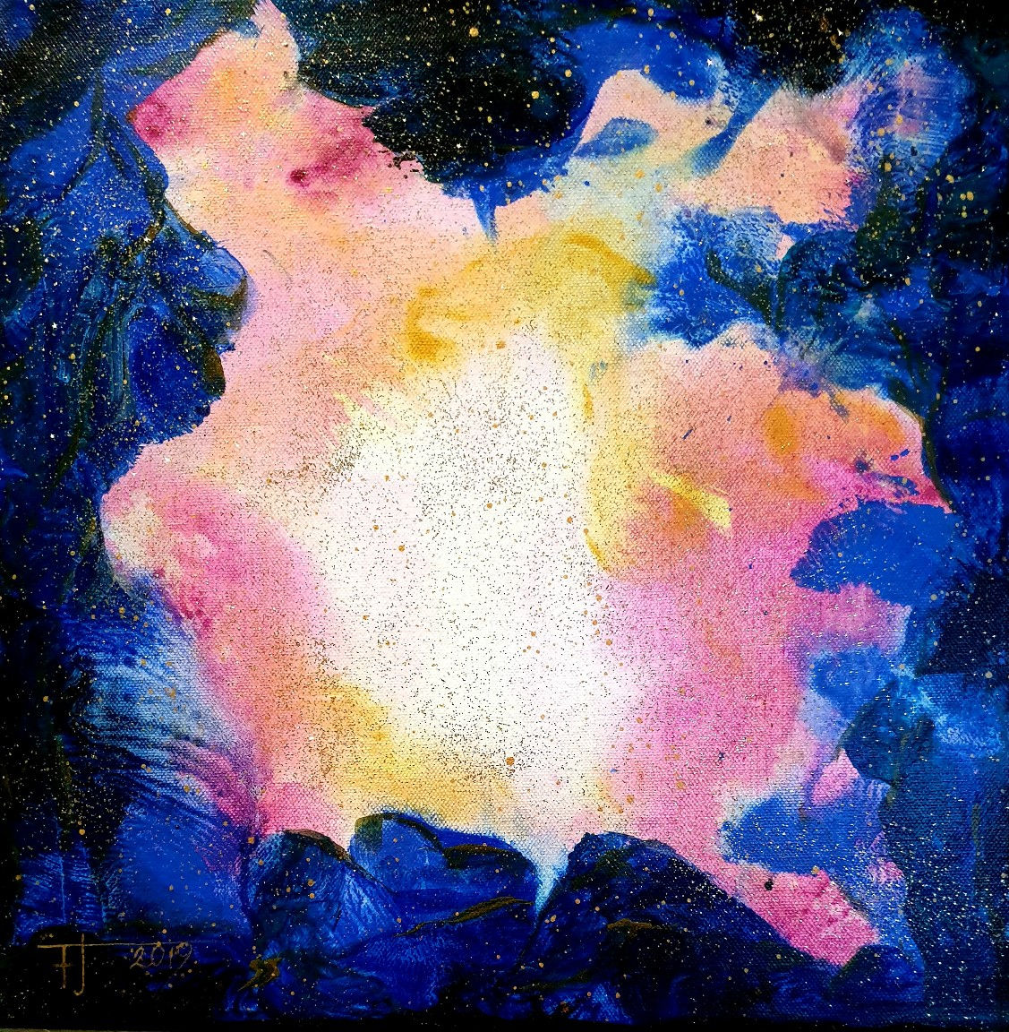 VESMÍR 1, 2019 akryl na plátně 40 x 40 cm N914