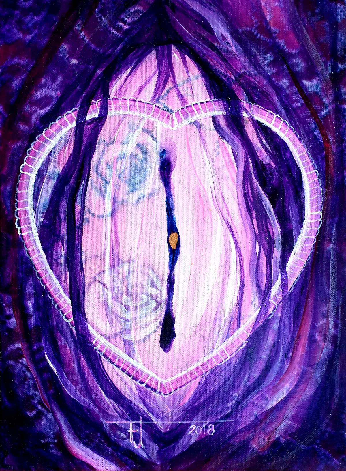 TAJEMNÉ  SRDCE 4" 2018 akryl plátno 40 x 30 cm N747