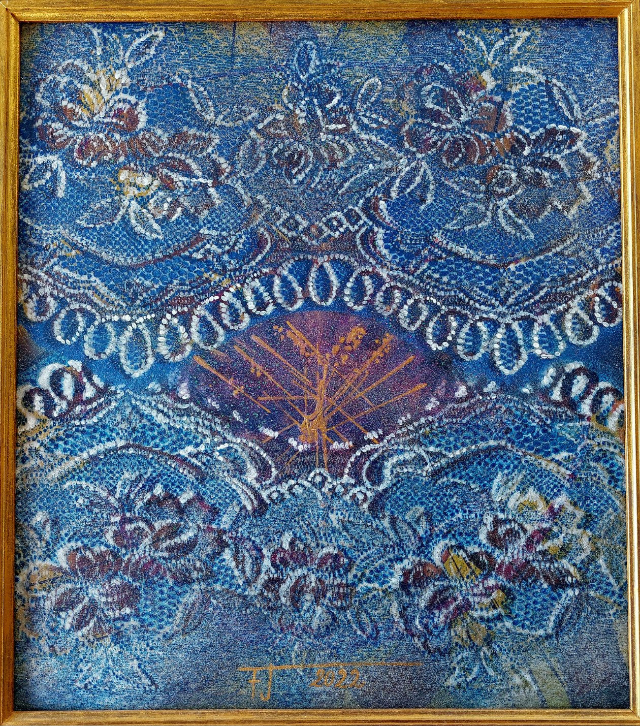 Odhalení 2022 akryl sololit rám 50x45 cm N2073