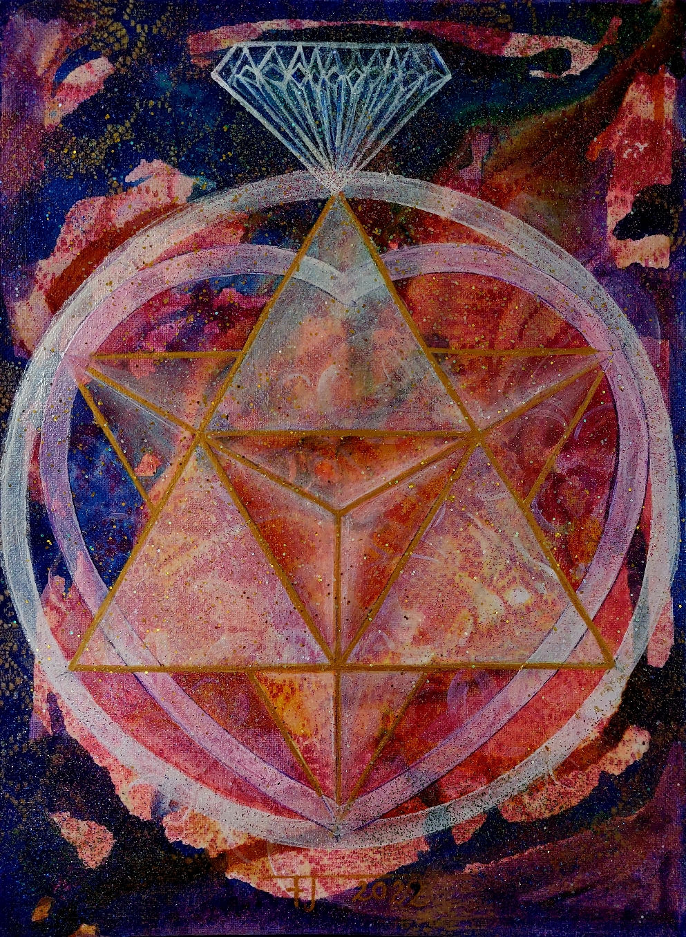 Božská láska 2, 2022 akryl plátno 40 x 30 cm N2086