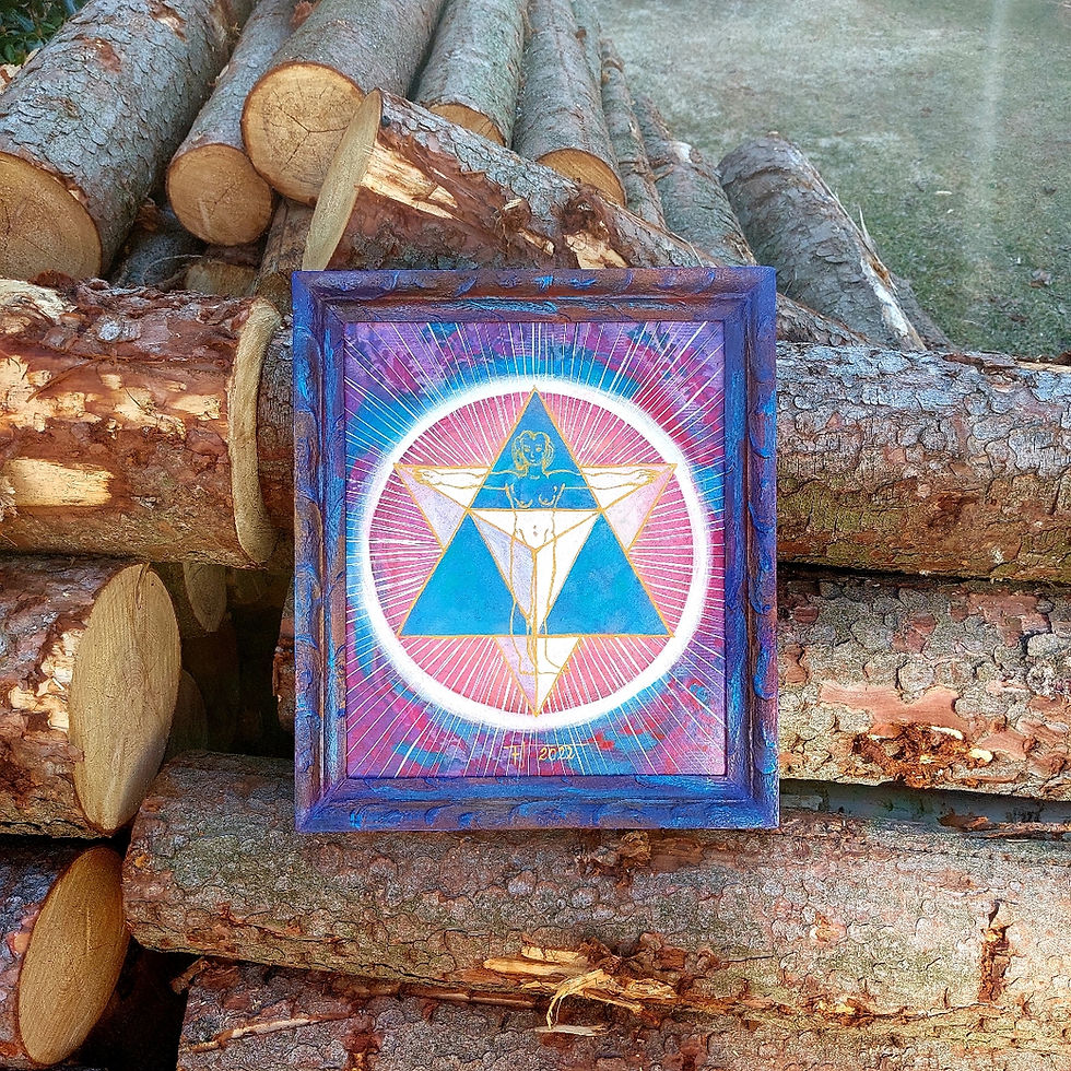 Miniature : MERKABA, světelné tělo 5, 2022 akryl na sololitu + rám 48 x 41,5 cm N1177