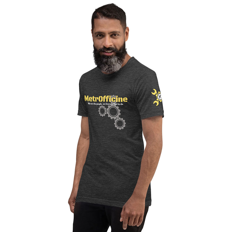 Miniatura: T-Shirt MetrOfficine grey gear, maglietta sleeve print "Union"