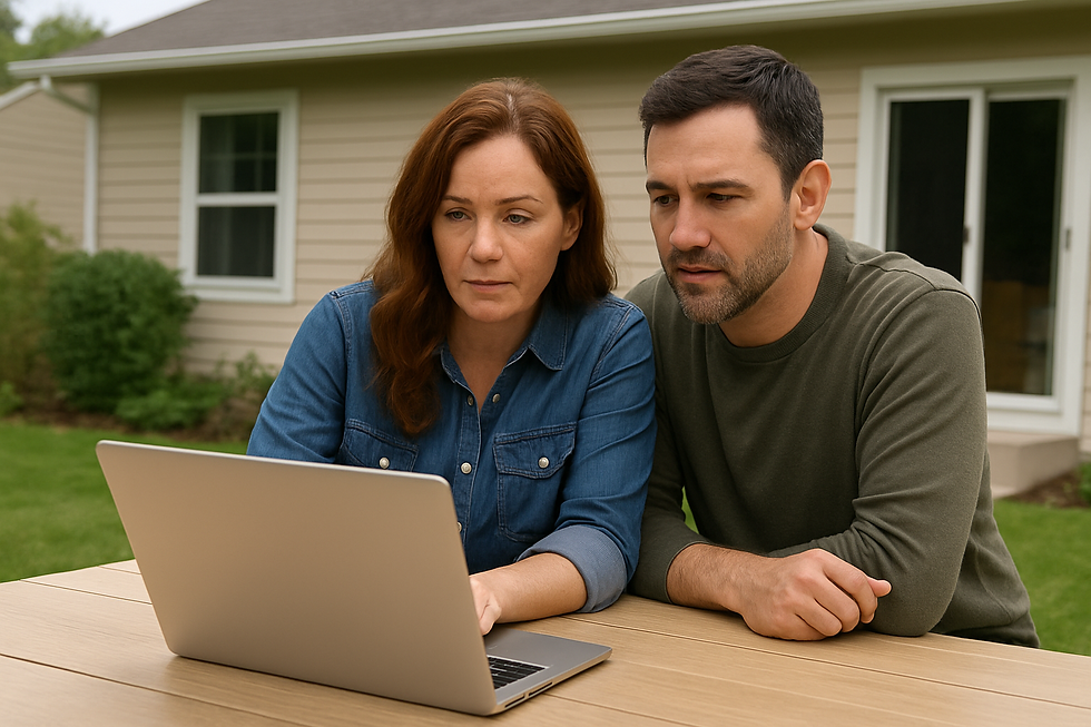 2 homeowners researching home service companies in Lisbon, CT