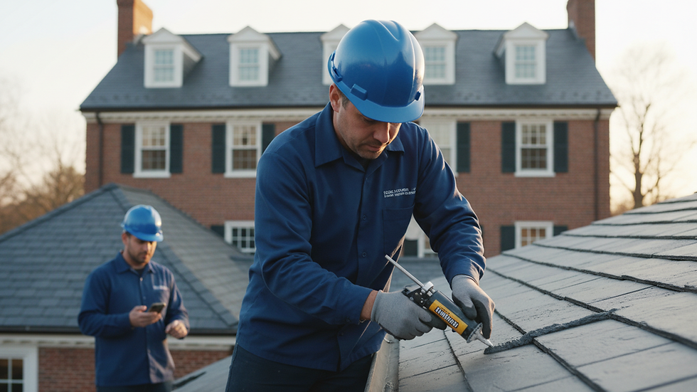 Close-up view of a roofing contractor applying sealant on a commercial roof