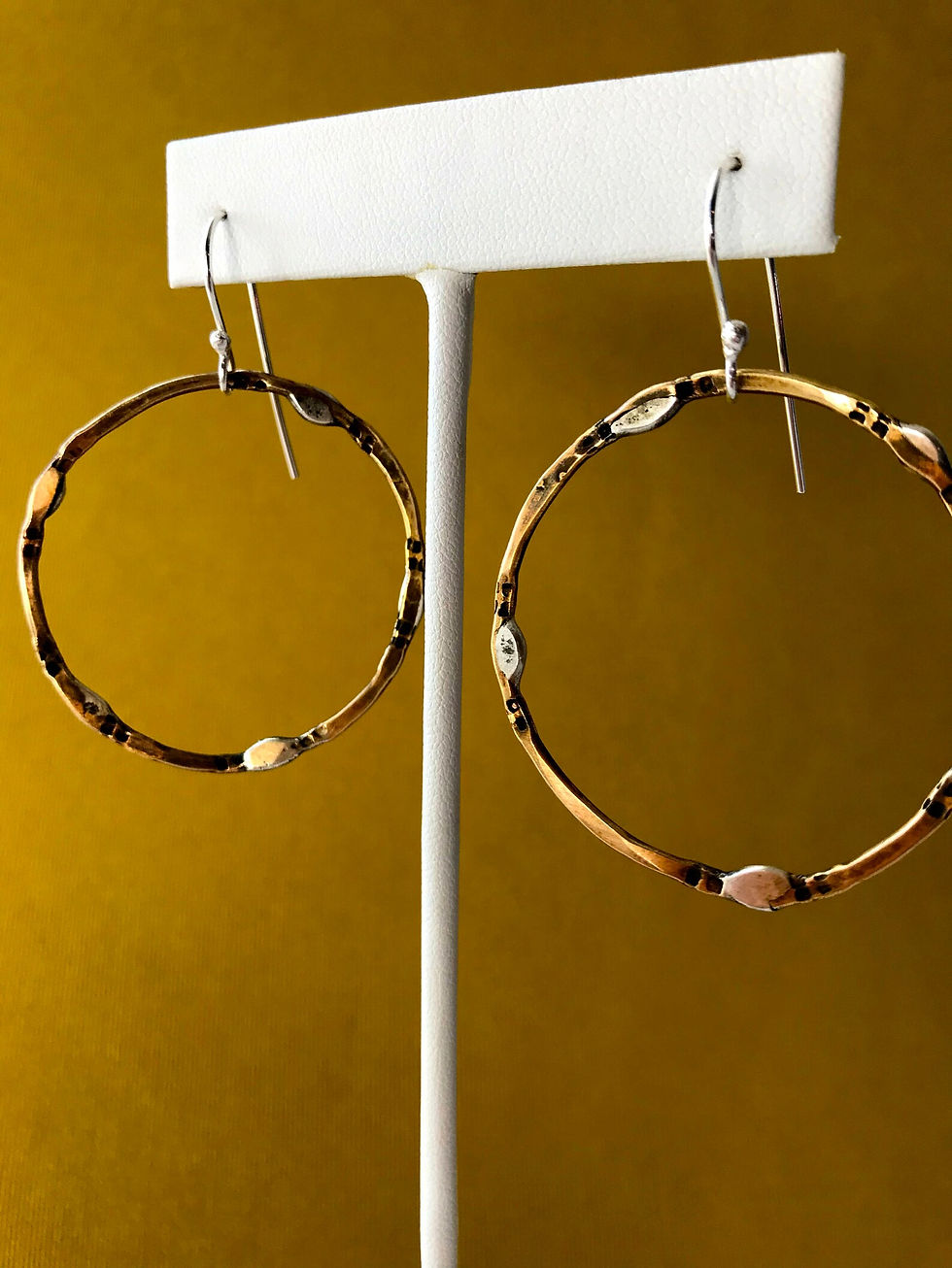 Thumbnail: Boho Red Brass and Sterling Hoops