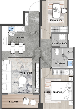 One Bedroom+Study