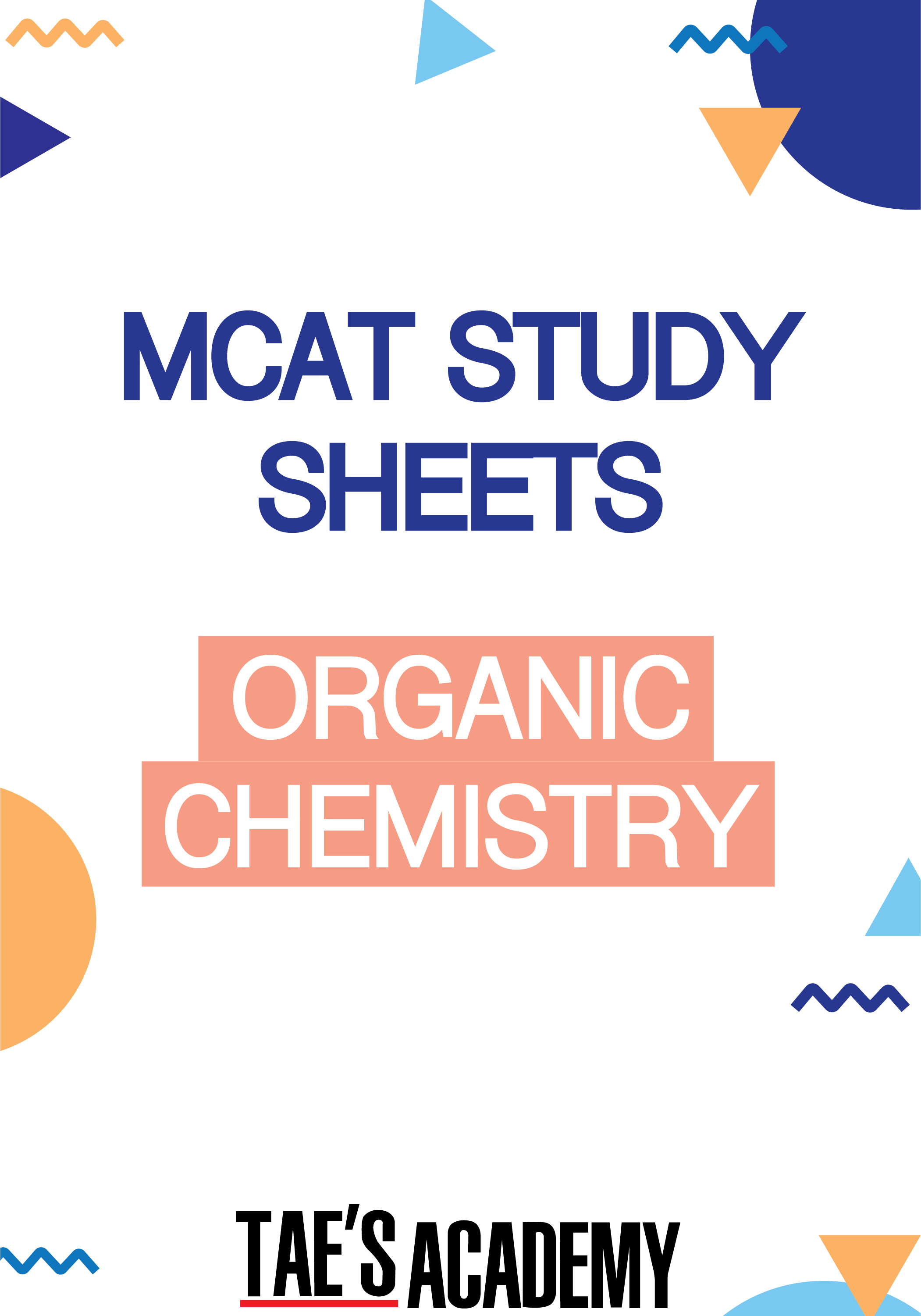 MCAT Study Sheets - Organic Chemistry