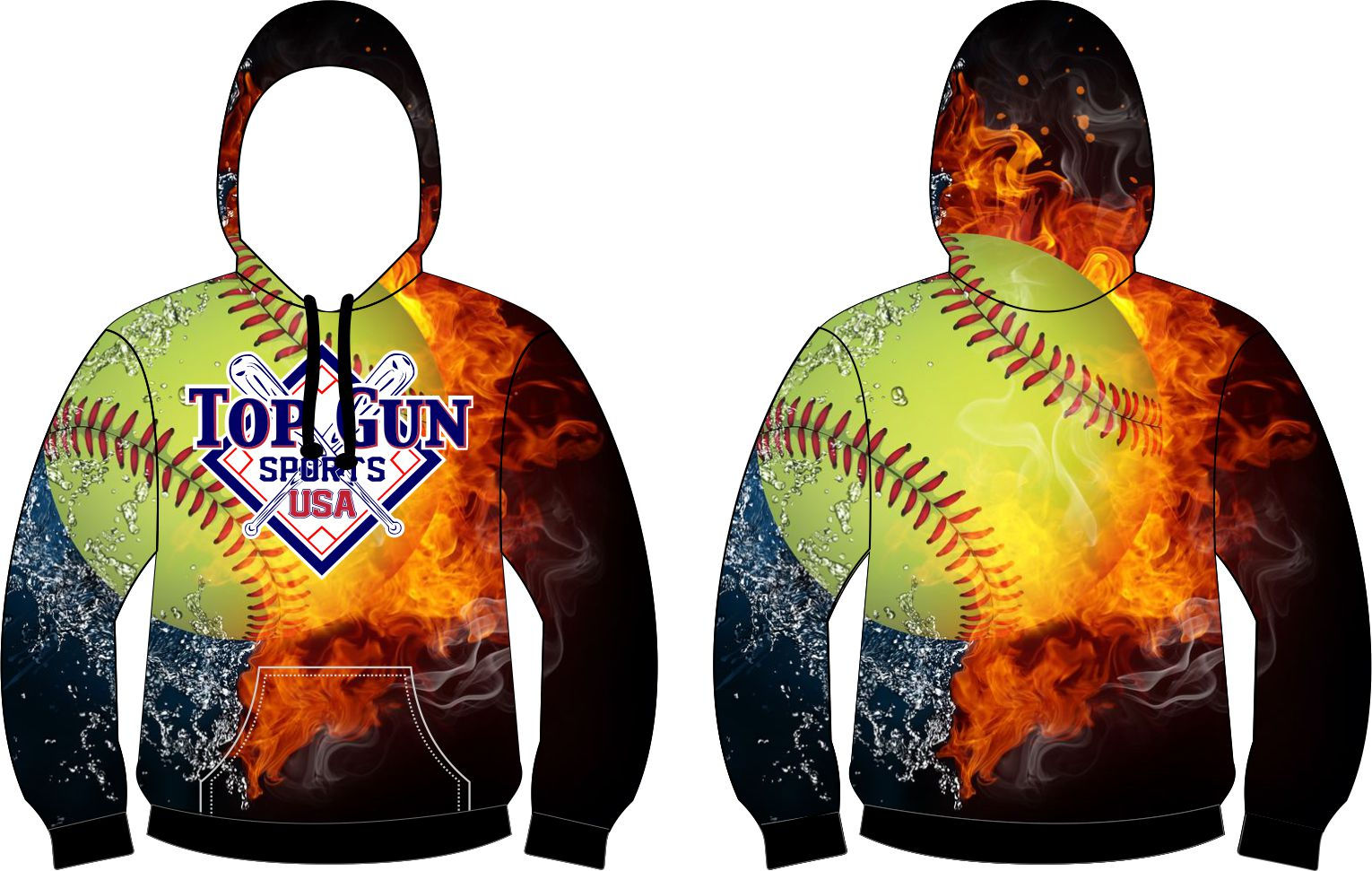 Hoodie--Softball Flames Top Gun Sports