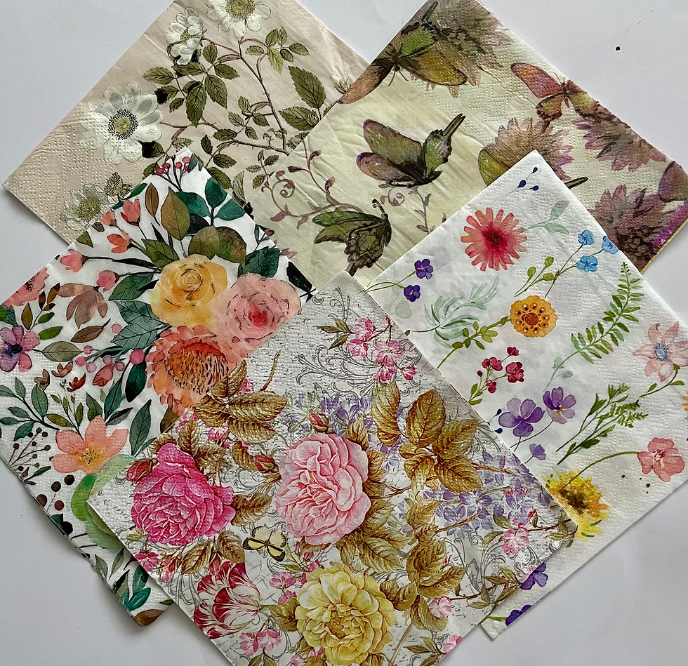 Thumbnail: a selection of decorative paper napkins with floral prints