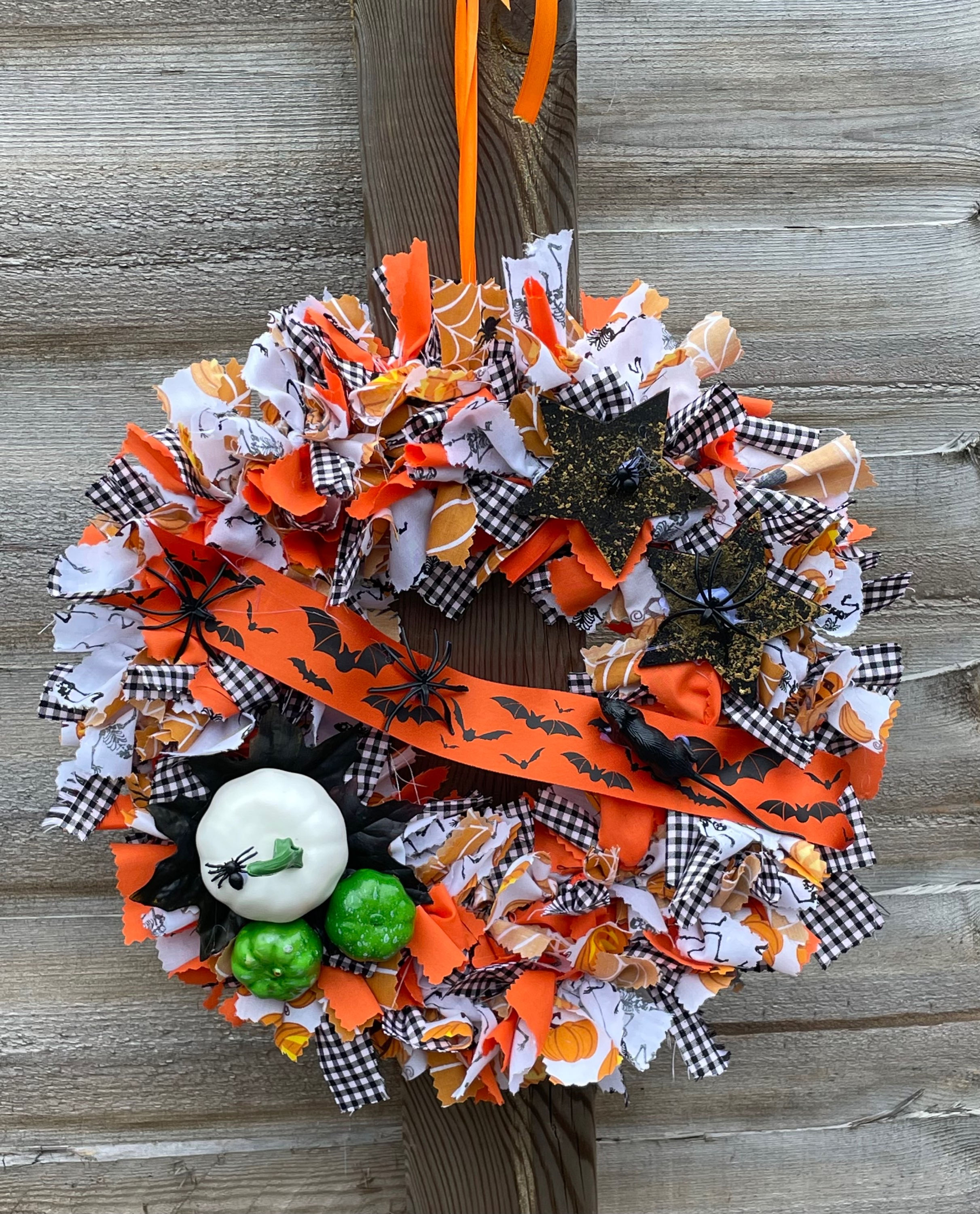 Halloween fabric rag wreath