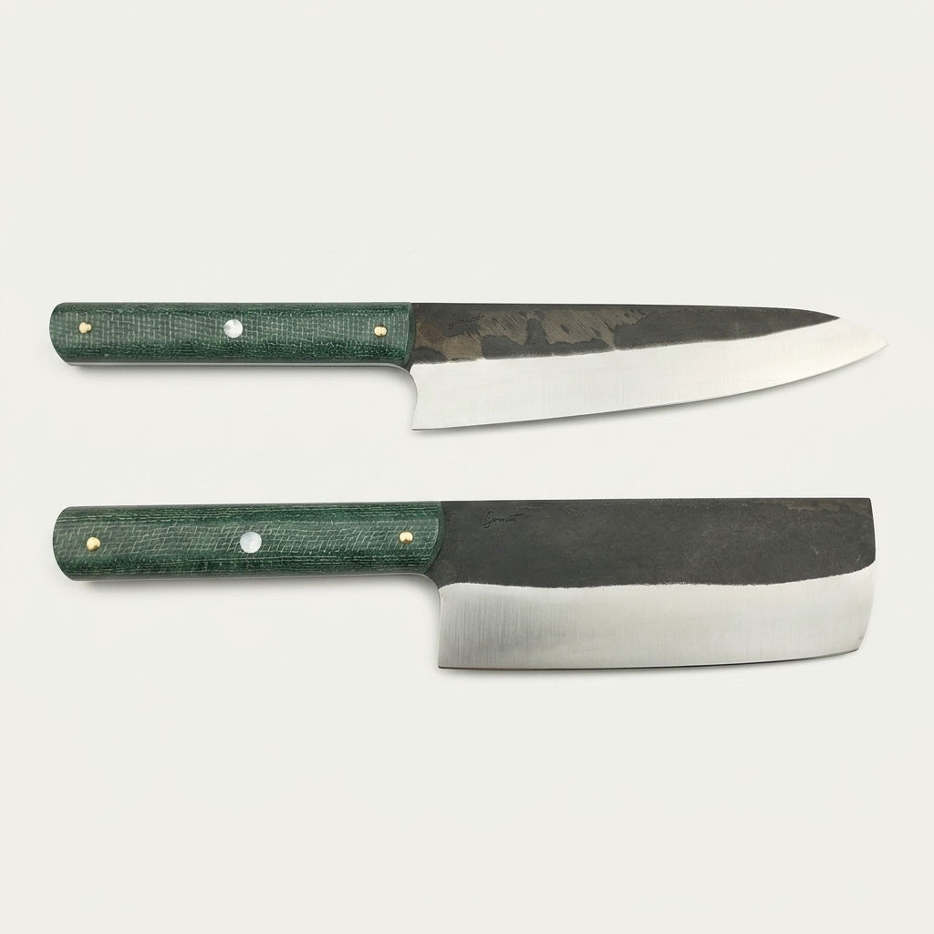 Duo Pointu Nakiri - Micarta toile de jute nacre