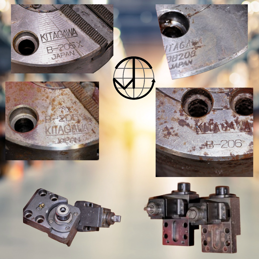 Set of 4 Kitakawa Chucks and 4 Mori Seiki live tool holders