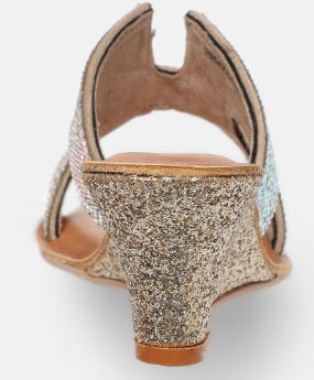 Thumbnail: Women Gold-Toned Embellished Sandals
