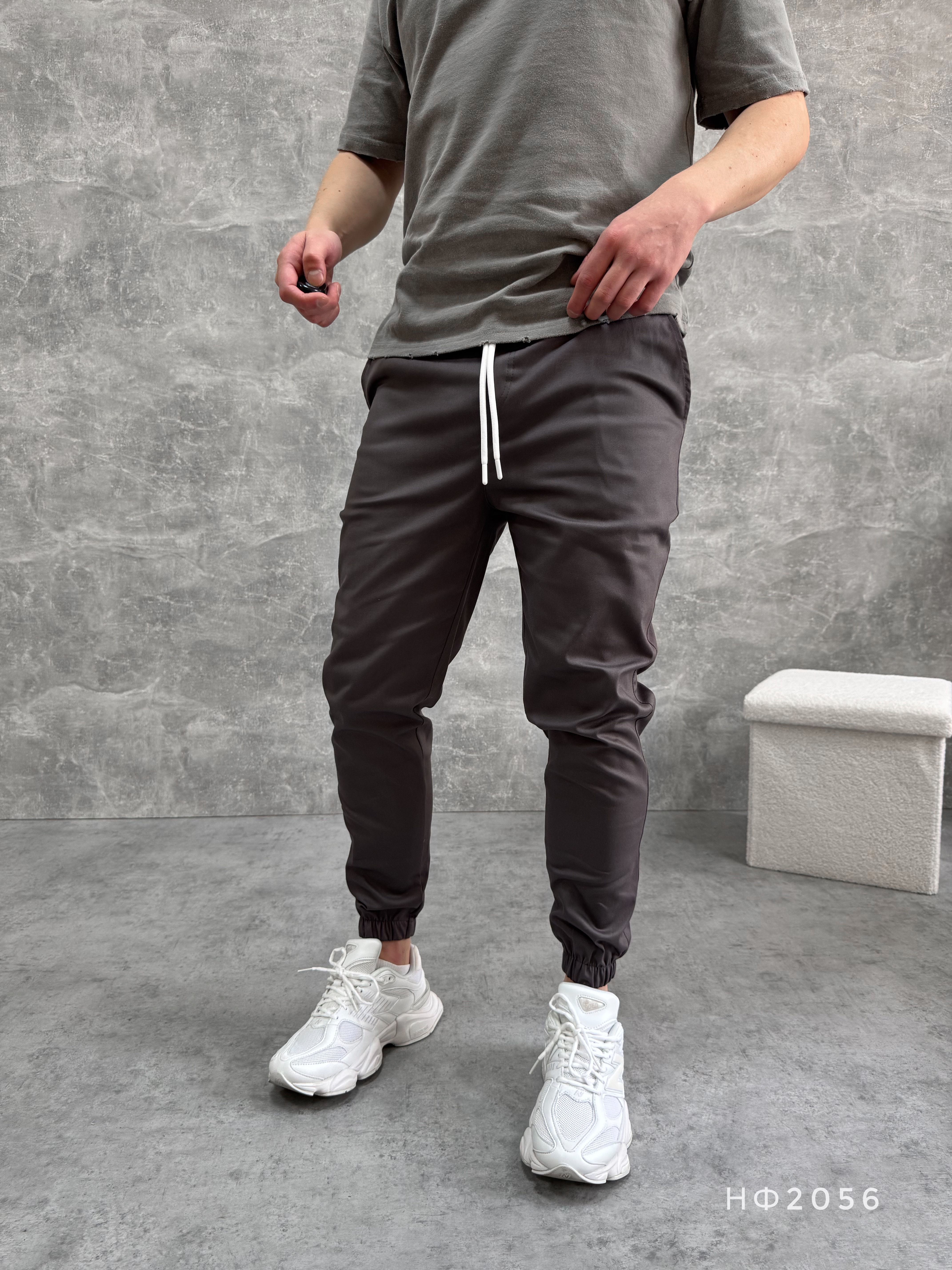 Джогери на резинці з джинс-котону - Графіт НФ2056