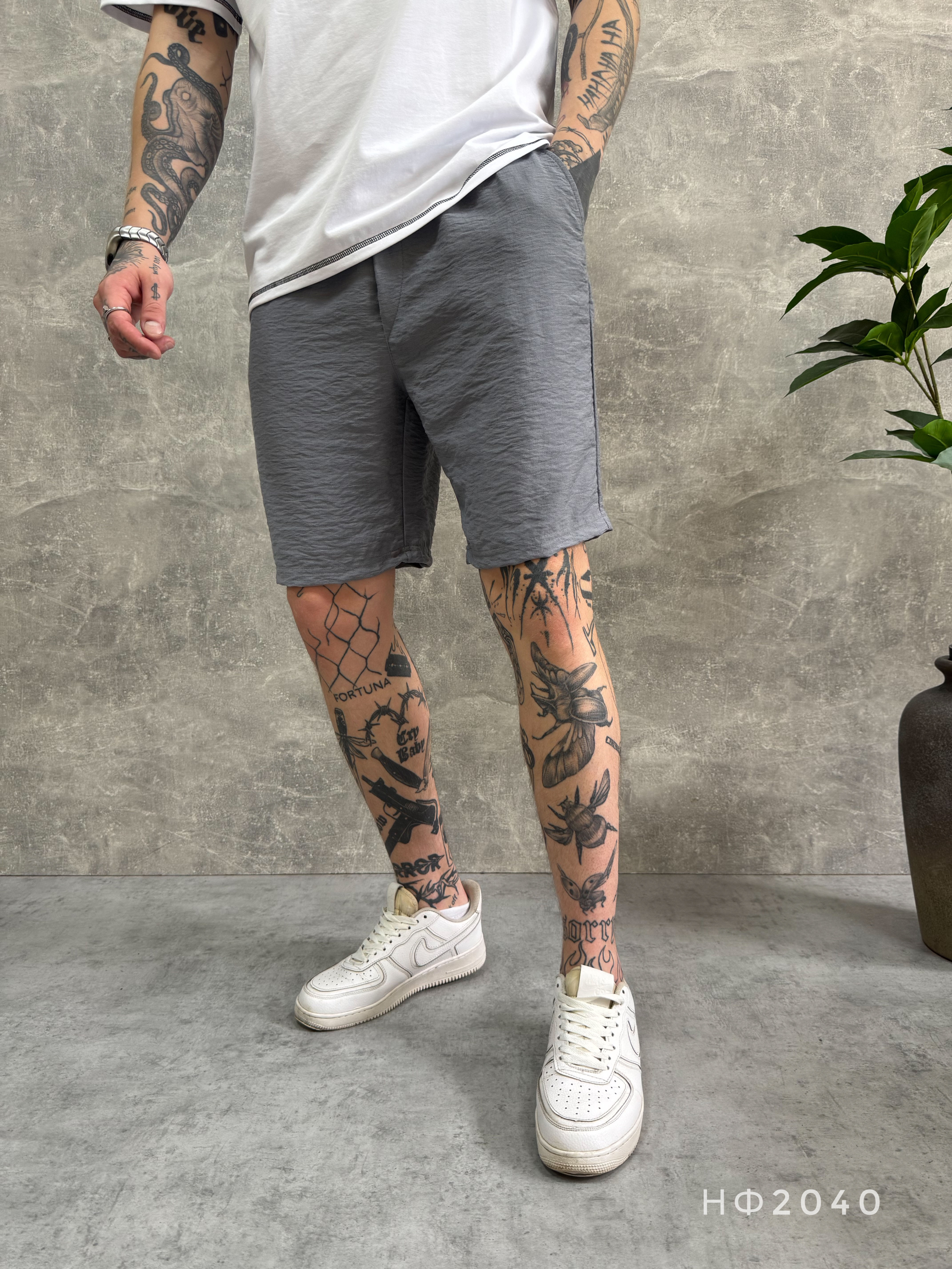 Шорти з льону - Графіт НФ2040