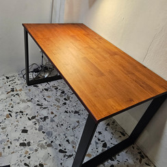 Custom Solid Wood Fixed Height Desk, Made in Singapore