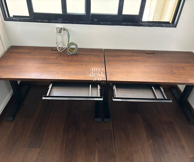 Adjustable Height Desks with Solid Wood Tabletops