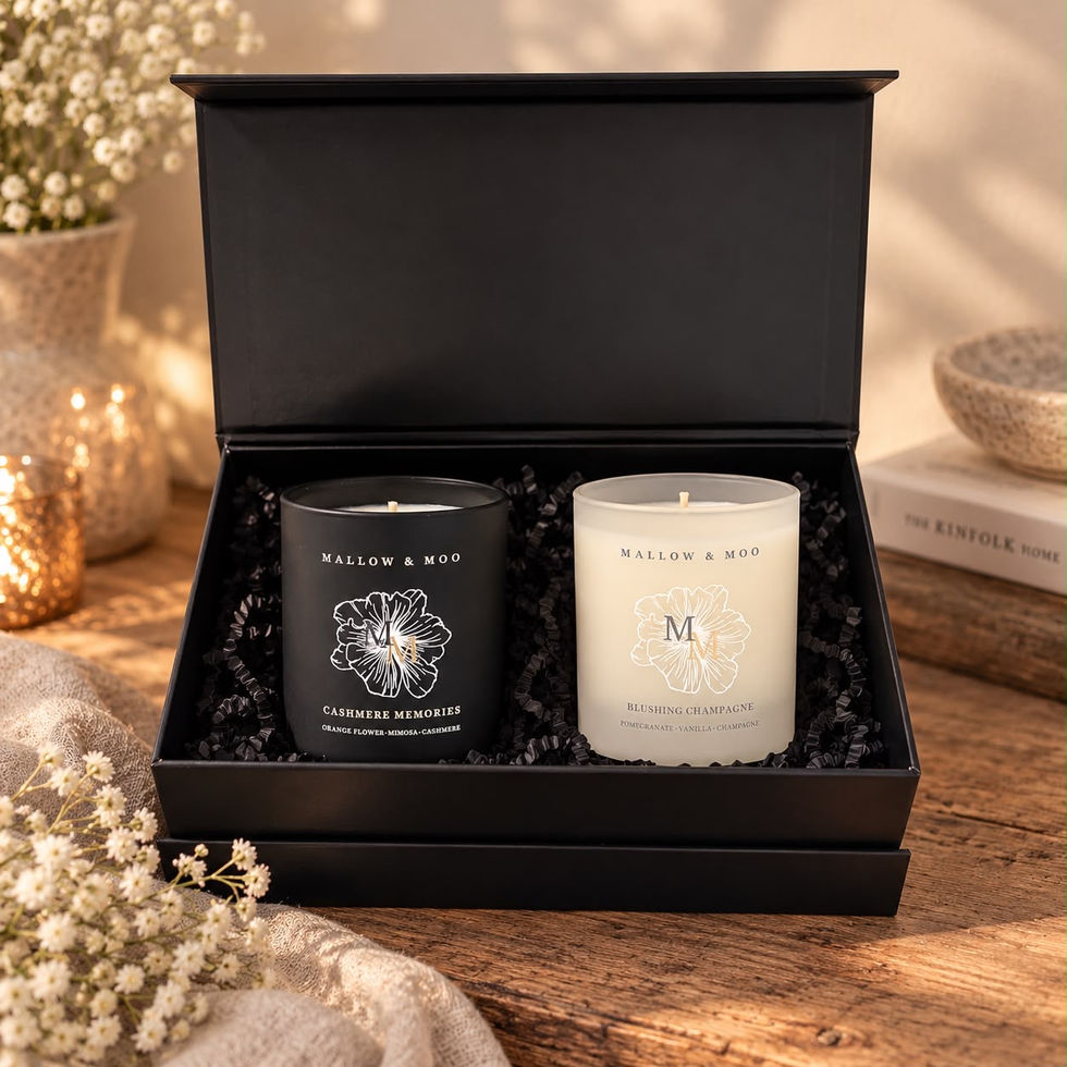 Mallow & Moo Signature Duo Gift Box with two 150 g scented candles