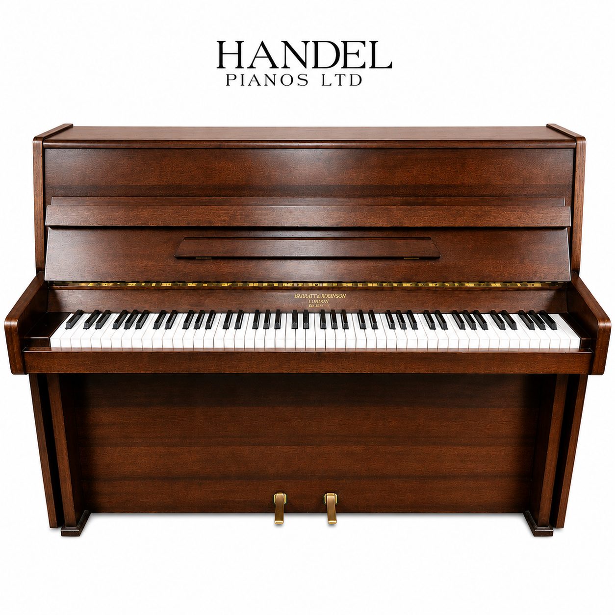 Barratt & Robinson Upright Piano in a dark wood case