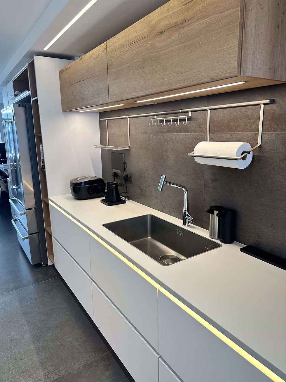 Contemporary White Kitchen with Statement Island by MAS Collection, image 2