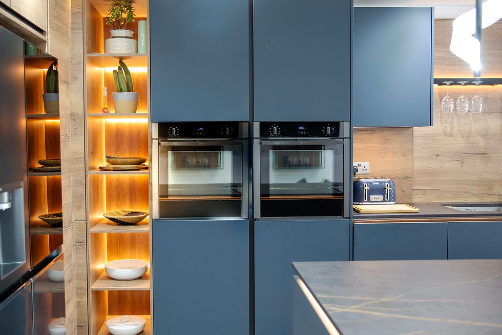 Modern Two-Toned Blue & Walnut Kitchen by MAS Collection, image 2