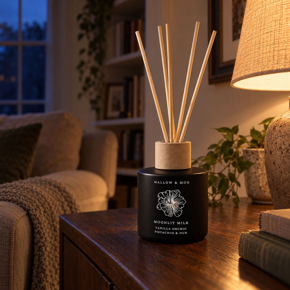 Mallow & Moo Moonlit Milk fragrance diffuser with vanilla orchid, pistachio crème and oud notes