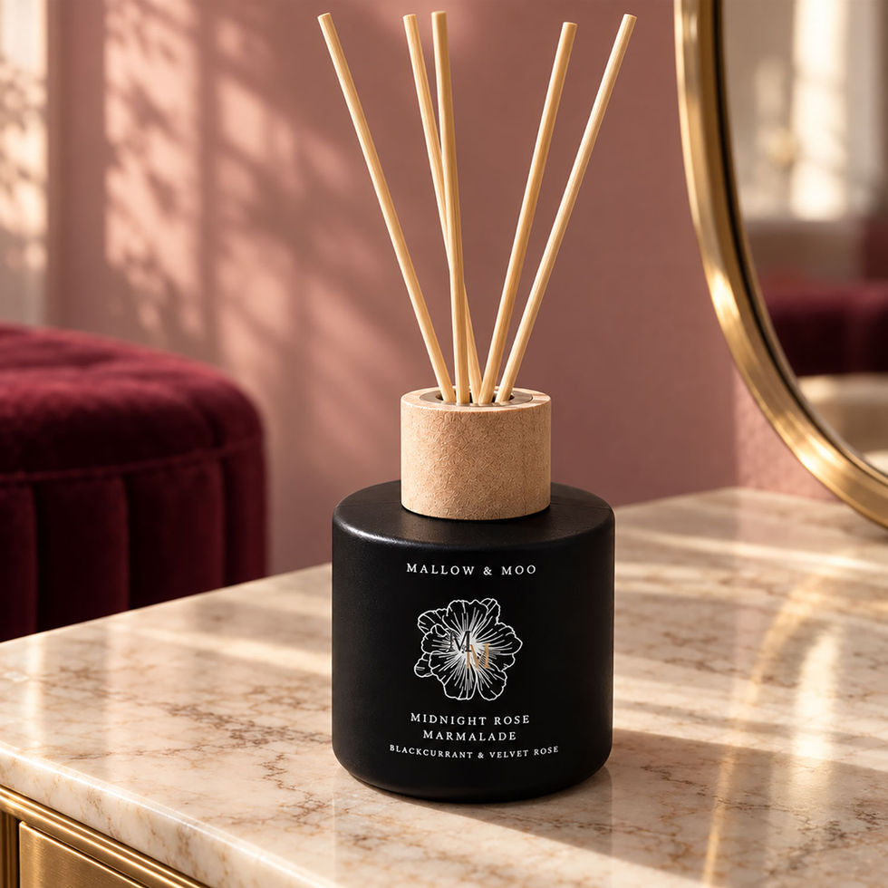 Mallow & Moo Midnight Rose Marmalade fragrance diffuser with blackcurrant, velvet rose and soft musk notes