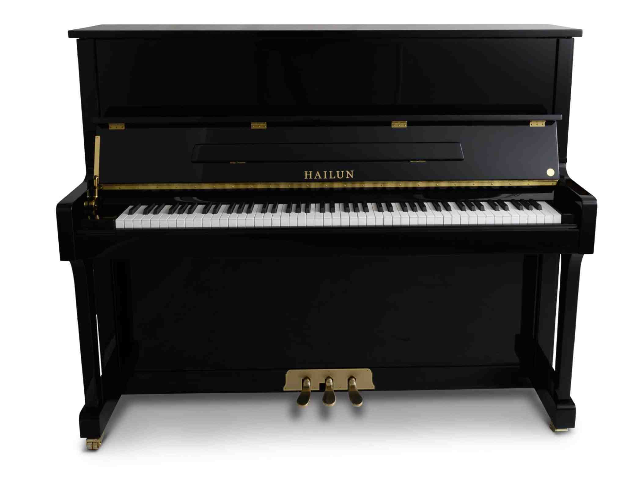 Hailun 121 Upright Piano in a polished black case
