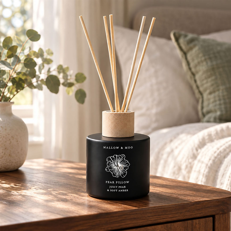Mallow & Moo Pear Pillow fragrance diffuser with pear, quince, evergreen and sweet amber notes