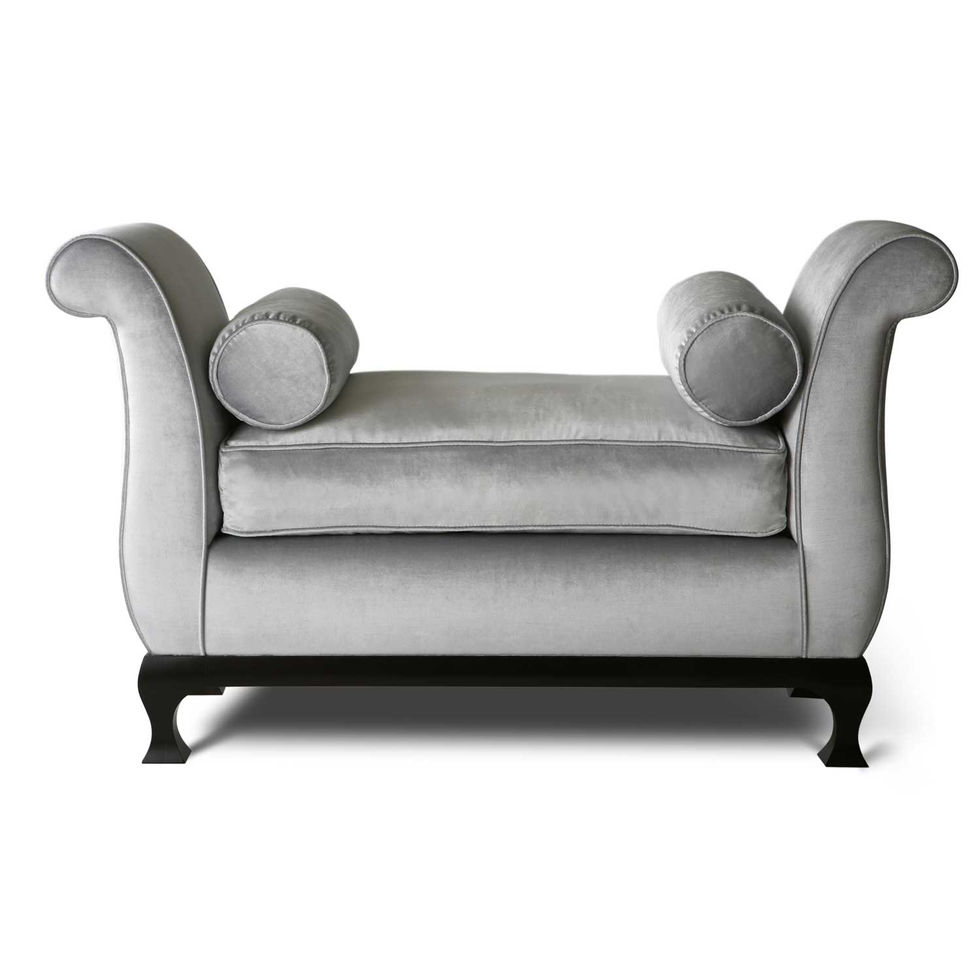 Signature Bench - This elegant bench is upholstered in velvet with piping on all seams.
