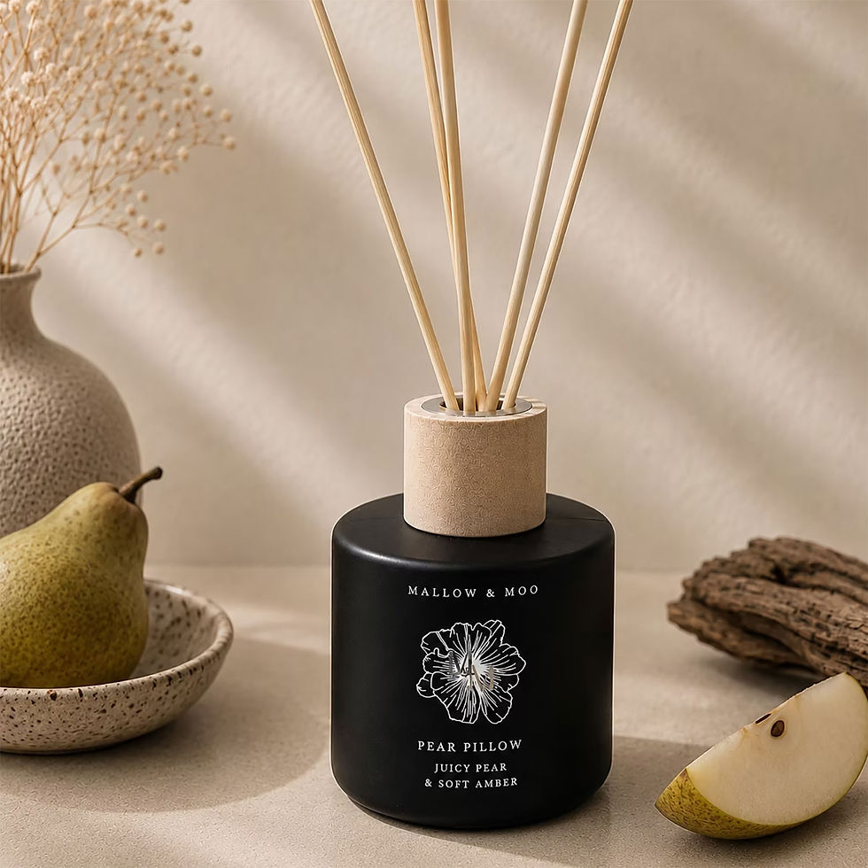 Mallow & Moo Pear Pillow fragrance diffuser with pear, quince, evergreen and sweet amber notes