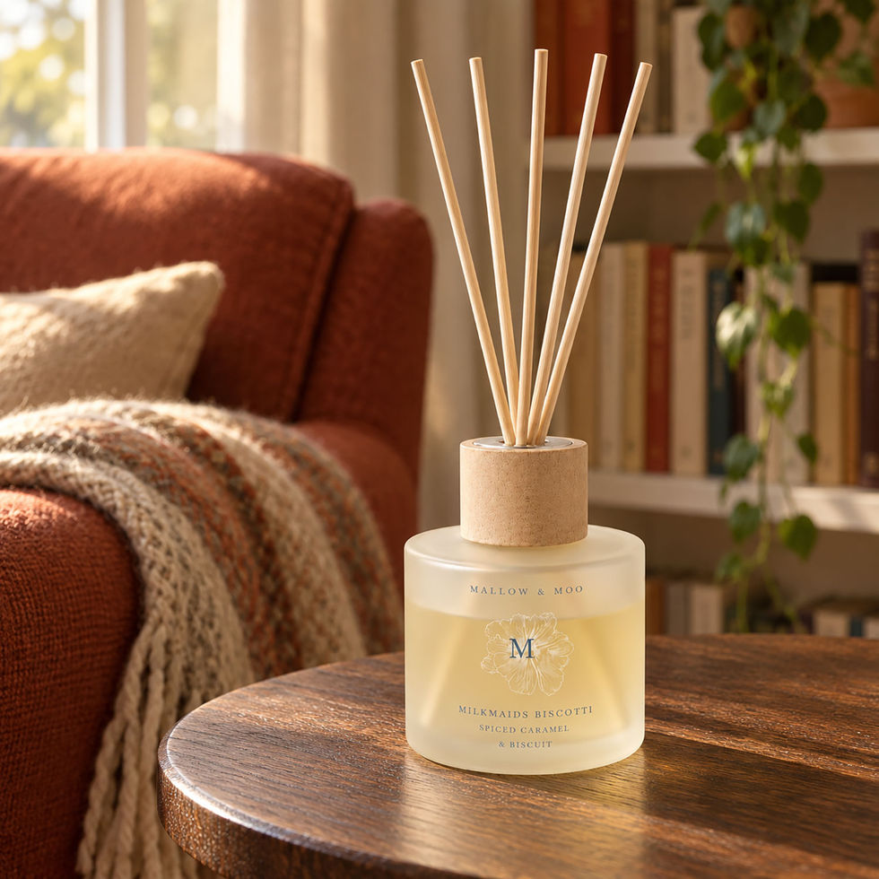Mallow & Moo Milkmaids Biscotti fragrance diffuser with buttermilk, cocoa and spiced caramel biscuit notes