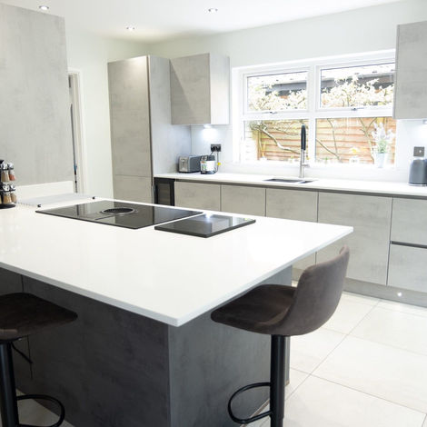 Grey, Handleless Open Plan Kitchen with Matt Finish by MAS Collection, image 14