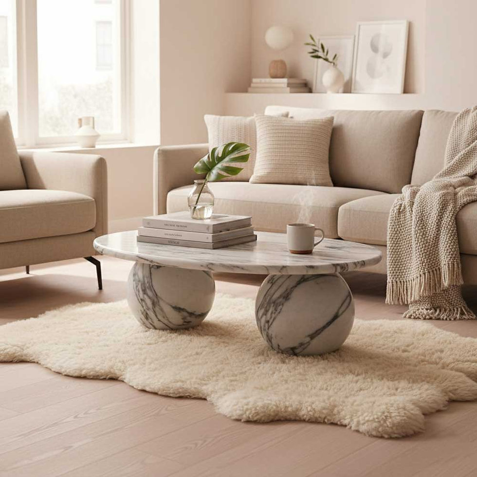This coffee table is made from high-quality white marble