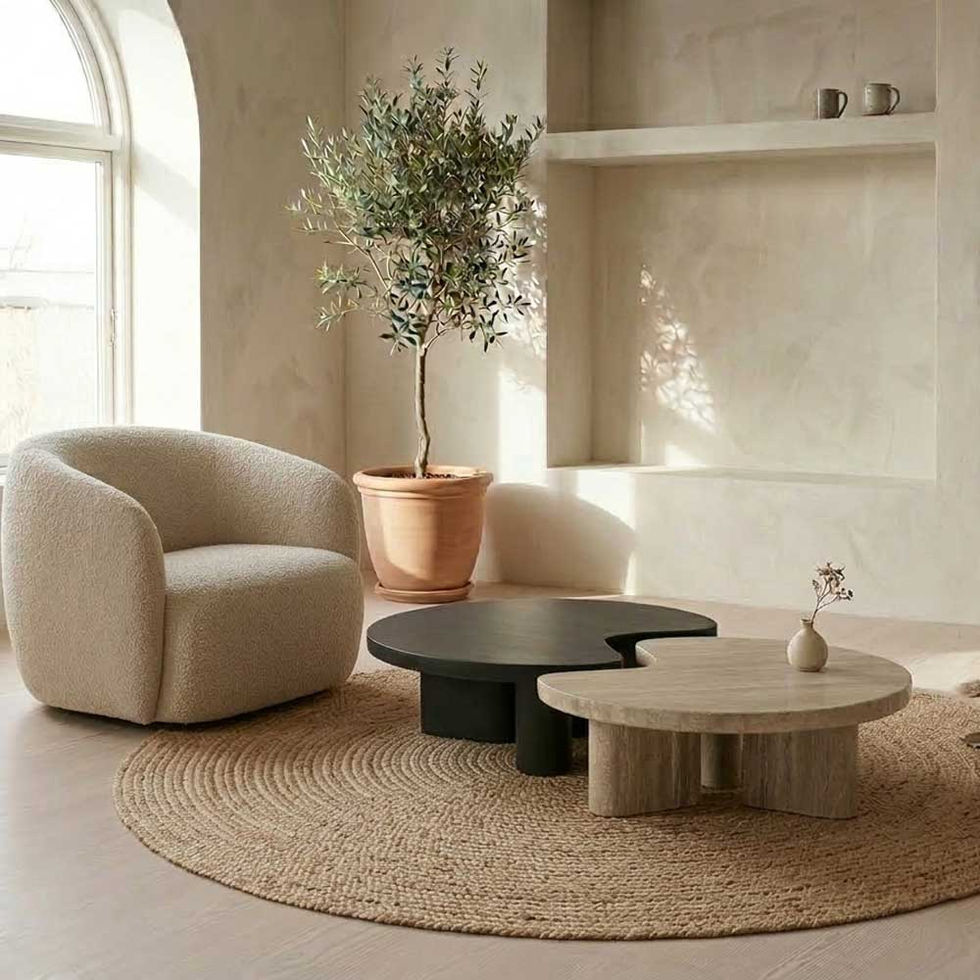 Coffee Table Travertine Wood